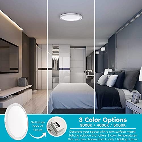 Luxrite LED Slim LED סומק תאורת תקרה, 12 אינץ ', 22W, 1800 לומן, 3 אפשרויות צבע 3000K | 4000K | 5000K, 1800 לומן,